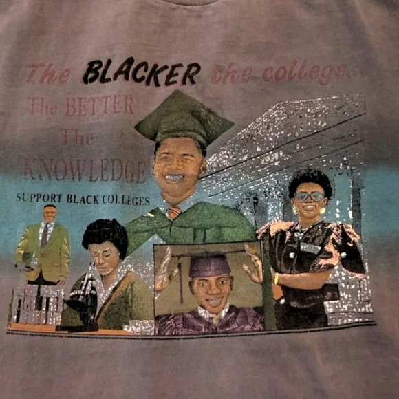 Vintage Black College, Better Knowledge Men's Medium Single Stitch Graphic Shirt - Picture 3 of 7